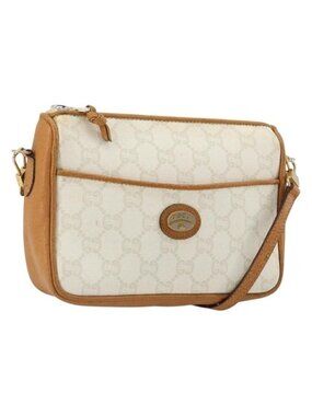 Authentic GUCCI GG Plus Supreme Shoulder Bag PVC White Gold